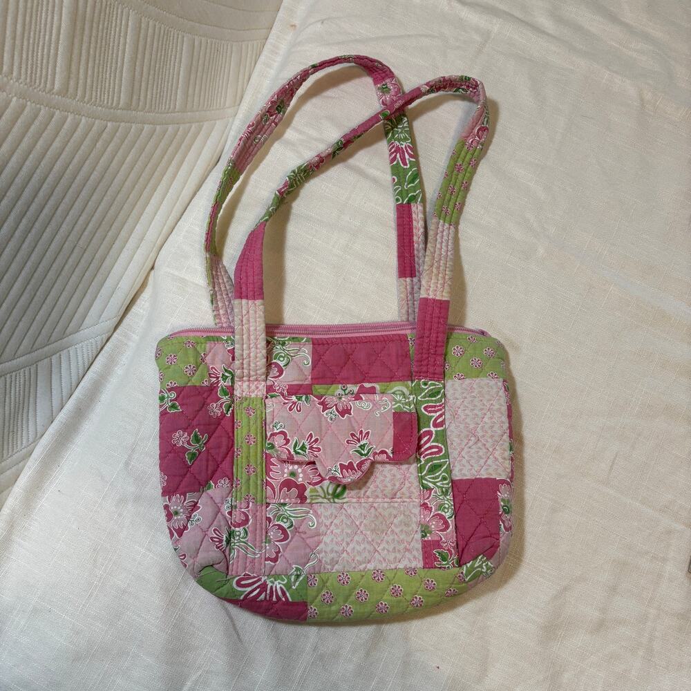 Tanya Lee Design Pink Green Floral Patchwork Quilted Shoulder Bag Purse